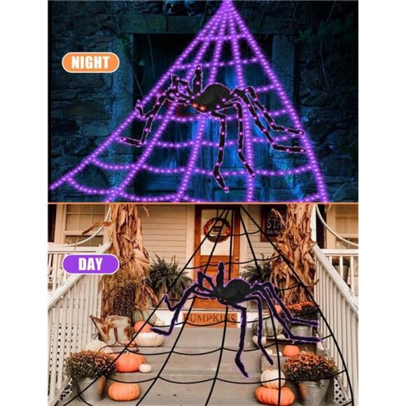 Halloween Decorations Outdoor Spider Web Lights - 550 LED 16.4Ft Spiderweb - Picture 6 of 7